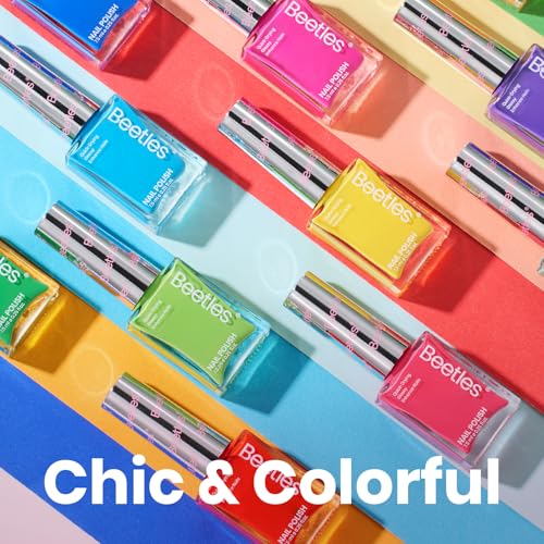 Beetles Neon Nail Polish Set - Quick Dry Nail Polish Kit 12 Colors Hot Pink Green Blue Yellow Red Regular Air Dry Fingernail Polish Pack for Women Gift Beetles Summer Cocktails 12 Colors