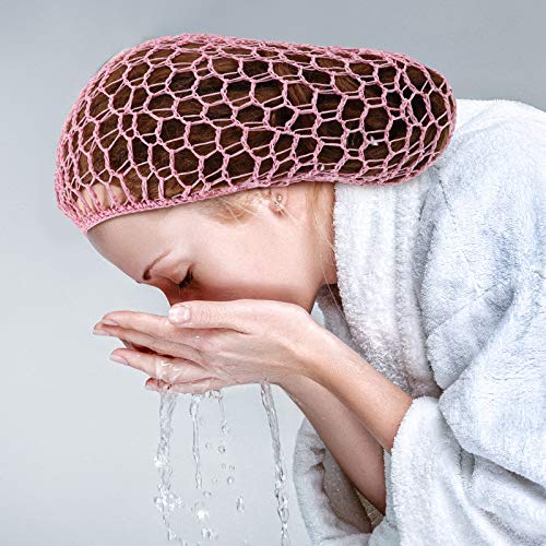 6 Pieces Hair Net Snoods for Women Sleeping Mesh Soft Rayon Knit Crochet Hairnet Long Short Curls Hair Cover Accessory (Black, Blue, Pink, Purple, Gray, Khaki)