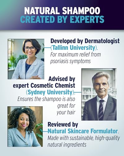 NEW 2025 Psoriasis Shampoo with Salicylic Acid – Natural Treatment for Dry, Itchy, Flaky, Red Scalp with Peat & Menthol. Promotes Hair Strength & Growth 8.45 fl oz