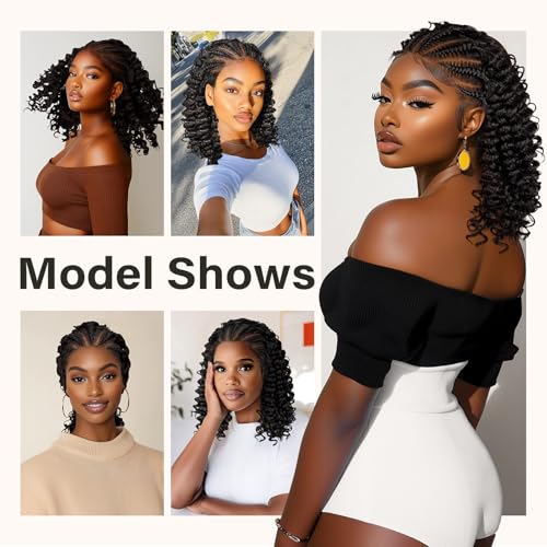 PROTEA Braided Wigs for Black Women, Lightweight Synthetic Handmade Braids Wig with Baby Hair, Braid Lace Wig with Curly End, 16 Inch #2 Natural Color