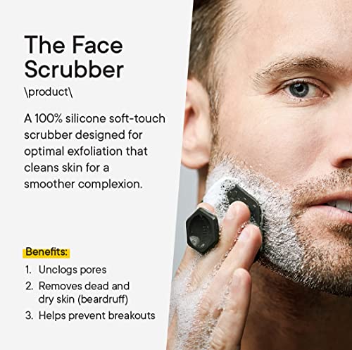 TOOLETRIES Men's Face Scrubber - Premium Silicone Facial Cleansing Brush, Gentle Exfoliator Pad & Soft-Touch Massager - Removes Dead & Dry Skin - Long Lasting Shower Accessories - Charcoal