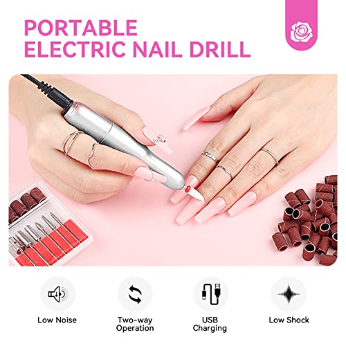 SAVILAND Acrylic Nail Kit with Drill: Professional 0.5Oz Clear/White/Pink Acrylic Powder and 50ml Liquid Set with Drill Nail Brush Forms Tool Extension Set for Beginners with Everything Home DIY Salon