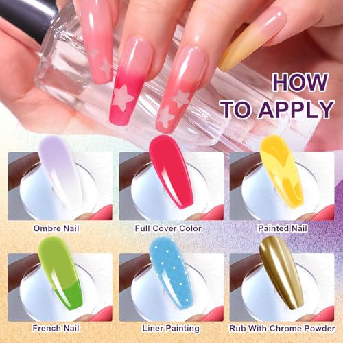Gradient Painting Gel, 12 Bright Colors Ombre Gel Nail Polish for Pigment Pat Aura Nails, French Manicure DIY Nail Art,Long-lasting, No-wipe Soak of UV Palette Solar Flare