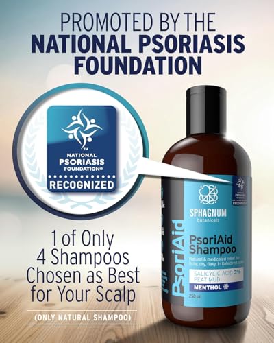 NEW 2025 Psoriasis Shampoo with Salicylic Acid – Natural Treatment for Dry, Itchy, Flaky, Red Scalp with Peat & Menthol. Promotes Hair Strength & Growth 8.45 fl oz