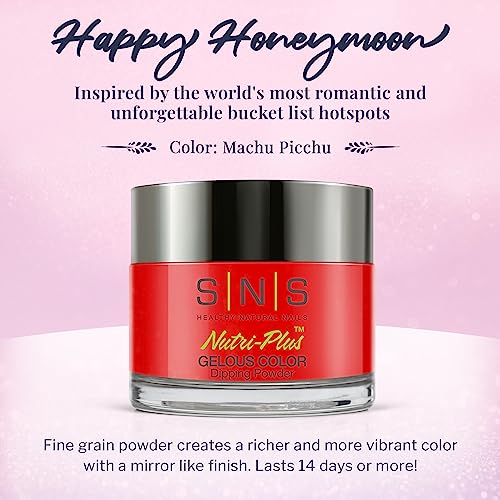 SNS Nail Dip Powder, Gelous Color Dipping Powder - Machu Picchu (Red) - Long-Lasting Dip Nail Color Dip Nail Color Lasts 14 Days - Low Odor & No UV Lamp Needed - 1 Oz