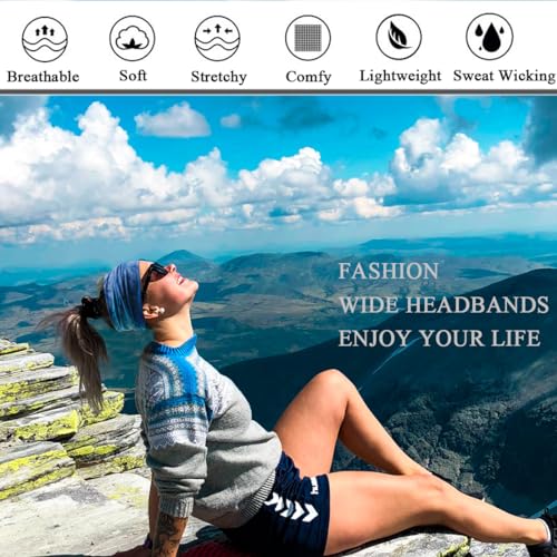 Wide Headbands For Women Stretch Headband Boho Head Bands Women's Hair Band Turban Workout Hairband Accessories Tie Dye 6 Pack