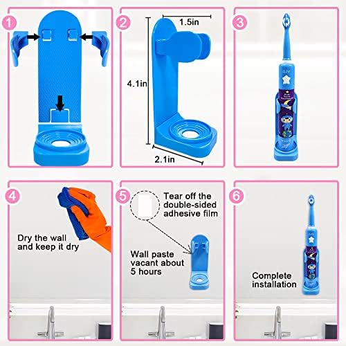 OJV 8620 Musical Electric Toothbrushes for Kids Children, 3 Modes 2 Min Timer, 6 Bristles Rechargeable Power Smart Sonic Music Play Song Toothbrush for Girls Age 3-14 with Wall Mounted Holder (Blue)
