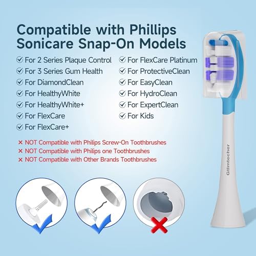 Electric Toothbrush Heads for Philips Sonicare Replacement Heads, 10 Pack Adults Kids 7+ Sonicare Toothbrush Replacement Brush Heads Philips Sonicare Sensitive Replacement Heads C2 C3 G2 G3 A3, White