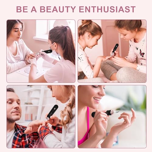 Professional Manicure Pedicure Kit, 9 in 1 Cordless Nail Drill with 100 pcs Nail Drill Bits Sanding Bands, Nail Grinder for Human, 5 Speeds, Nail Dremel Kit for Home and Salon Use