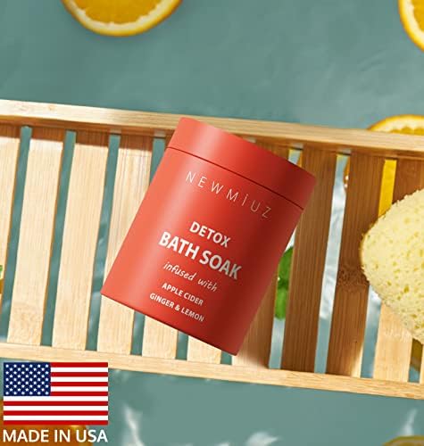 Luxury Bath Salts with Apple Cider Ginger Lemon Essential Oils for Healthy Skin Detox Foot Soak Body Care Muscle Recovery Aromatherapy Selfcare Gift