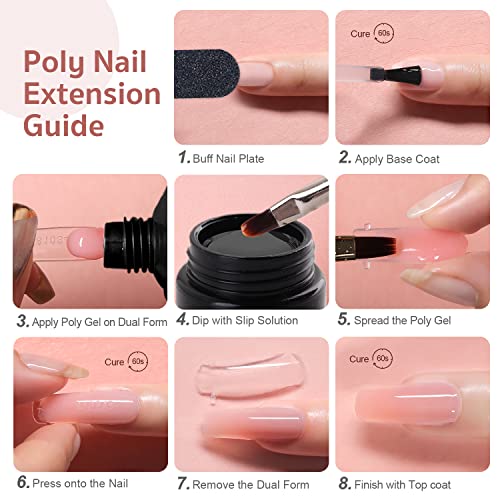 GAOY Poly Gel Set, Nail Extension Gel, 6 Colors Nude Pink Builder Nail Enhancement for Beginner & Professional Salon DIY