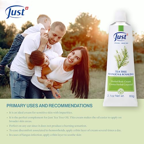 Swiss Just Tea Tree Oil, Manuka Honey Wound Care, and Rosalina Herbal Cream 60g. The solution to Athlete's Foot, Ease Insect Bites, Promotes Skin Regeneration. Tea Tree Foot Cream for Dry Cracked Feet