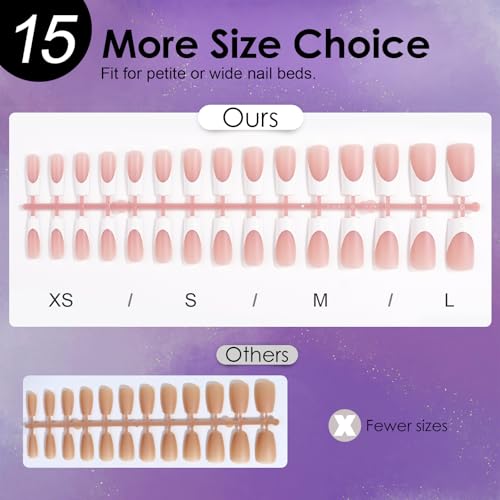 Canvalite French Tip Press on Nails - 300Pcs Pre-Colored Quick and Easy Press on Nails Long Square Fake Nails with Designs DIY Gel Nail Tips, Pink White