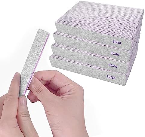 80/80 Grit Nail Files (100 Pcs), Coarse Emery Boards for Acrylic Nails and Gel Nails, Nail File Double Sided 80 Grits Emory Professional Nail Filers Pack
