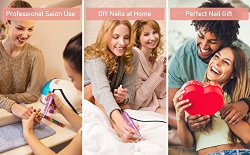 Portable Electric Nail Drill File Machine with Acrylic Nail Kit Set Professional 20000rpm Manicure Pedicure with Sanding Bands Brush for Nail Art Gel Nail Polish Tips Clippers