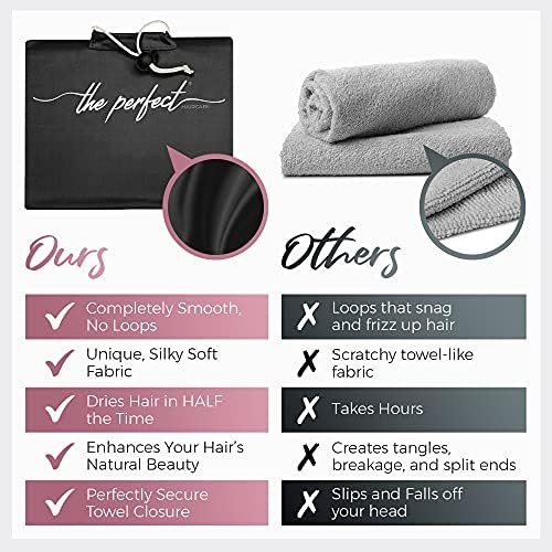 Microfiber Hair Towel Wrap for Women - Gift and Travel - Smooth like Silk - Curly, Wavy, Straight Hair Girls - Plopping Essential - Anti-Frizz, Fast Drying, Works Better than a T-Shirt