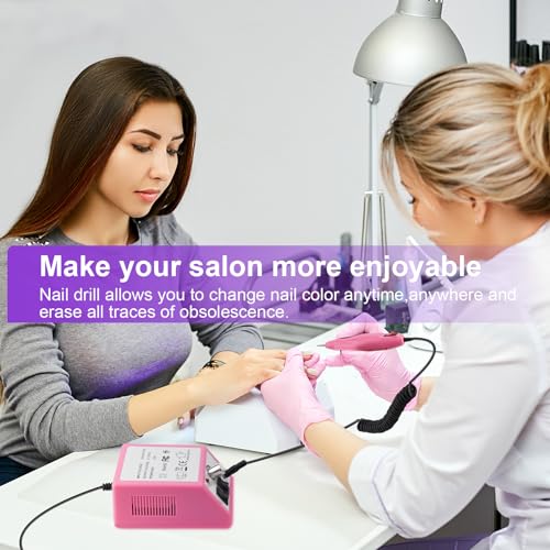 LAVAED Professional Nail Drill Electric Nail File Kit, Nail Filer Electric with 156pcs Sanding Bands and Nail Dril Bits for Acrylic, Gel Nail Manicure and Pedicure, Pink