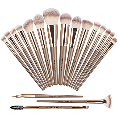 Make Up Brushes, MAANGE 18 Pcs Premium Synthetic Makeup Brushes Set Soft Foundation Powder Eyeliner Eye Shadow Makeup Brushes Professional (Champagne)