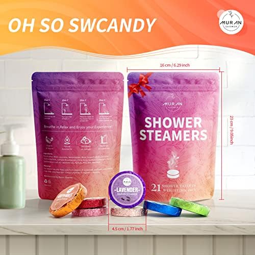 Shower Steamers Aromatherapy 21-Pack Shower Bombs Birthday Day Gifts for Her Him Mom Wife, Eucalyptus Rose Lavender Mint Essential Oil, Bath Bombs Girlfriend Birthday Self Care Gifts for Women,Men