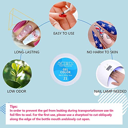 36 Colors Nail Art Gel Paint Kit, 38PCS Gel Nail Polish Set, Solid Gel Nail Polish with Nail Brush for DIY Nail Art Design, Solid Nail Art Gel Polish for DIY At Home