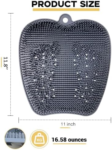 Extra Thicker & Larger Foot Scrubber Mat for Shower, Silicone Back Body Exfoliator Massager Cleaner Washer with Non Slip Suction Cup, Exfoliating Scrub Brush Pad for Women Men Elderly