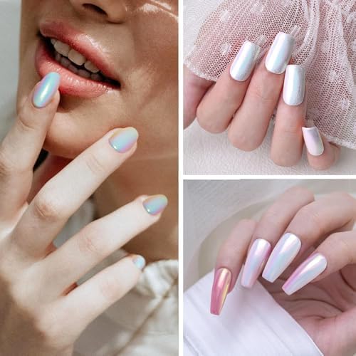 Pretty Diva Aurora Chrome Nail Powder - Iridescent Unicorn Chrome Nail Powder Multi Color Shifting Moonlight Chrome Powders, Magic Aurora Moonlight Effect Chrome Pigment Powder for Nail Art