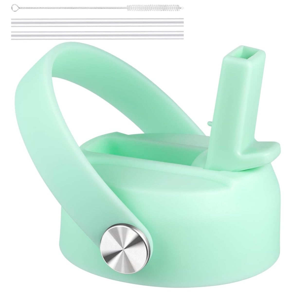 Straw Lid for Hydro Flask Wide Mouth Water Bottles, Top Lids with Straw Compatible with Hydro Flask 32 40 oz, Replacement Cap Wide Mouth Straws Flip Lid Flex Handle (Dew)