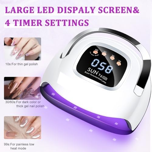 LKE UV Nail Lamp, Nail Dryer 220W UV Light for Nails with 4 Timers LED Lamp Gel Polish Kit Professional Art Tools Automatic Sensor