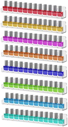8 Pack Wall Mounted Shelf,Clear Acrylic Nail Polish Organizer Display, Wall Rack Nail Supplies for Nail Techs