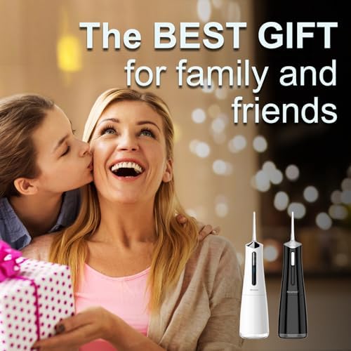 Nicefeel Water Dental Flosser Pick for Teeth 3 Modes Cordless Portable Water Teeth Cleaner Ipx7 Waterproof Oral Irrigator 300ml Tank Water Teeth Cleaner Rechargeable Flossing (Black, 4 Modes)