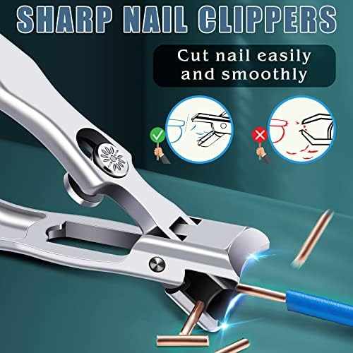 German Nail Clippers for Men with Catcher, Heavy Duty Toe Nail Clippers for Thick Nails Seniors, Portable Ultra Sharp Fingernail Clippers with Wide Mouth, Anti Splash Stainless Steel Nail Cutters