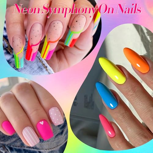 Born Pretty Neon Nail Polish Set, 15 Colors Spring Summer Nail Polish Quick Dry Nail Polish Kit Hot Pink Yellow Green Blue Nail Lacquer Glossy Nail Polish Manicure Set