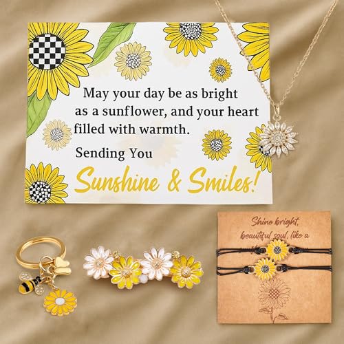 18Pcs Sunflower Gifts for Women - Unique Gift Basket Set - Birthday Gifts for Women, Best Friend, or Sister - Sunshine Box Care Package, Get Well Soon, Thinking of You, Friendship Basket