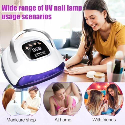 LKE UV Nail Lamp, Nail Dryer 220W UV Light for Nails with 4 Timers LED Lamp Gel Polish Kit Professional Art Tools Automatic Sensor