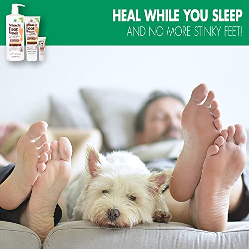 Miracle Foot Repair Cream, 8 oz + 1 oz Miracle Hand Repair, Healing Aloe Vera Lotions for Dry, Cracked Hands and Feet (8 oz Foot Cream + 1 oz Hand Cream)