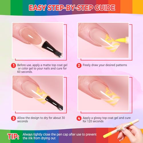 18 Colors Nail Art Pens Set, 3D Nail Polish Pens Quick-Drying Acrylic Paint Markers, Dotting Liner Brush for DIY Nail Design, Home & Salon Manicure Tools