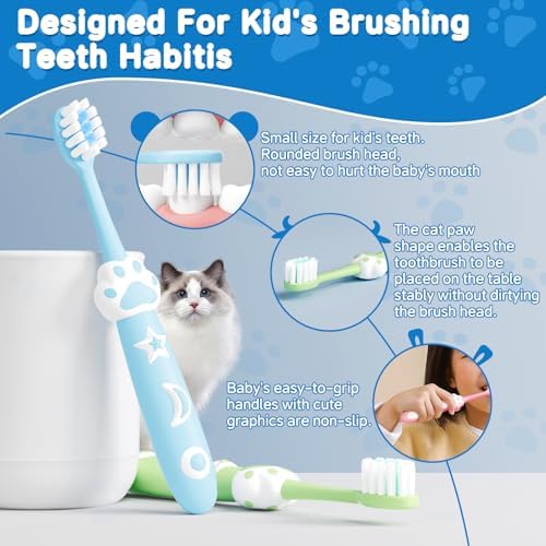 8 Pack Kids Toothbrushes Extra Soft Toddler Toothbrush 2-8 Years Children Manual Toothbrushes for Clean Teeth Cute Kid Toothbrushes Make Your Toddler Love Brushing Teeth