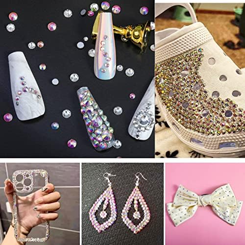 Beadsland 2880pcs Flat Back Crystal Rhinestones Round Gems for Nail Art and Craft Glue Fix, Crystal AB,SS20,4.6-4.8mm
