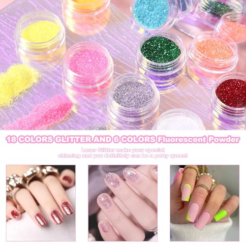 Acrylic Nail Kit with Drill Set for Beginners with Everything 12 Color Acrylic Powder Nail Decoration Tools Home Salon (-30)