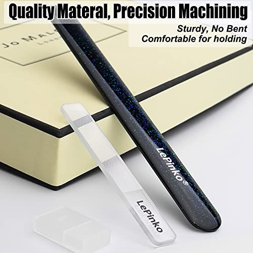 Long Lasting Nail File and Buffer Set, 1 Diamond Metal Nail File with 1 Nano Glass Nail Buffer, Professional Manicure Tools Kit for Home and Salon Use