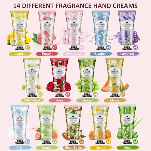 VESPRO 56Pack Hand Cream Gifts Set For Women, Thank You Gifts, Bulk Hand Lotion Travel Size for Dry Cracked Hands, Mini Hand Lotion for Birthday Gifts, Bridal Shower Favors and Small Gifts for Women