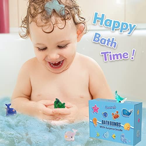 Bath Bombs for Kids with Surprise Toys Inside, 12 Pack Shell Kids Bath Bombs Gift Set for Girls Boys Birthday, Easter, Christmas, Halloween, Handmade Organic Bath Fizzy Bomb with Sea Animal for Child