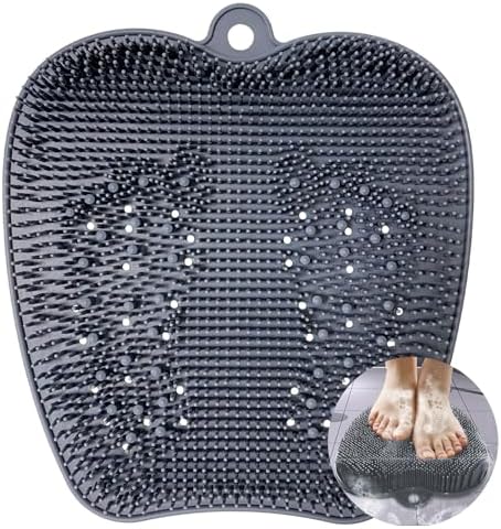 Extra Thicker & Larger Foot Scrubber Mat for Shower, Silicone Back Body Exfoliator Massager Cleaner Washer with Non Slip Suction Cup, Exfoliating Scrub Brush Pad for Women Men Elderly