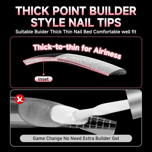 UNA GELLA Short Almond Nail Tips Thicker X-Soft Flexible Gel Nail Tips Pre-Etched 330PCS Full Cover Short Acrylic Fake Nails Strength Nails for Press on Nail Extensions DIY Salon 15 Sizes