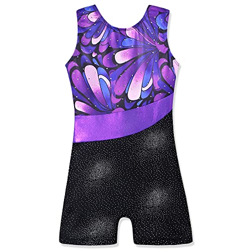 HOZIY Gymnastics Leotards for Girls Size 5t 6 Shiny Diamonds Purple Peacock Black