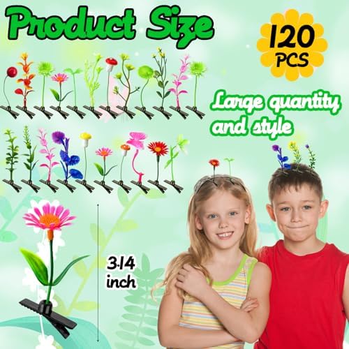 120 Pieces Bean Sprout Hair Clips,Funny Plant Hairpins,Mixed Style Flower Butterfly Mushroom Little Grass Barrette Hair Accessories for Women,Girls,Kids,Party