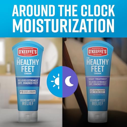 O'Keeffe's for Healthy Feet Foot Cream; 3.0 Ounce Tube and O'Keeffe's for Healthy Feet Night Treatment Foot Cream; 3.0 Ounce Tube; Relieves Extremely Dry; Cracked Feet