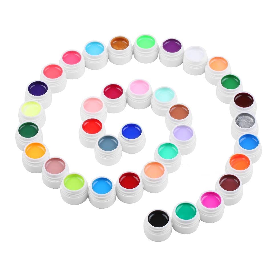 36 Colors Nail Art Gel Paint Kit, 38PCS Gel Nail Polish Set, Solid Gel Nail Polish with Nail Brush for DIY Nail Art Design, Solid Nail Art Gel Polish for DIY At Home