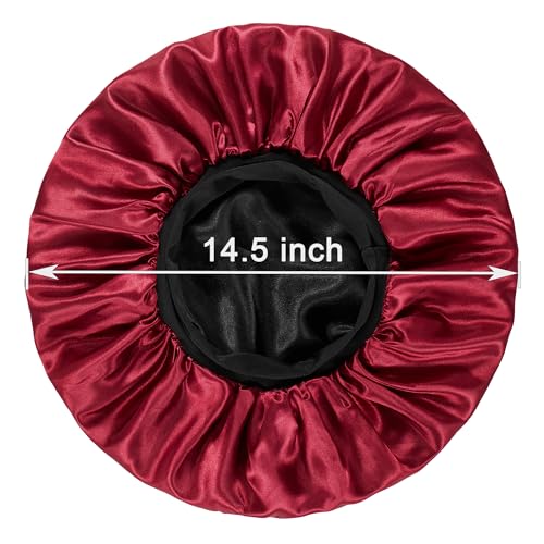 2pcs Bonnet for Men, Bonnets for Women, Satin Silk Hair Bonnet for Sleeping, Reversible Double Layer Wide Band Sleep Cap for Curly Hair Braids