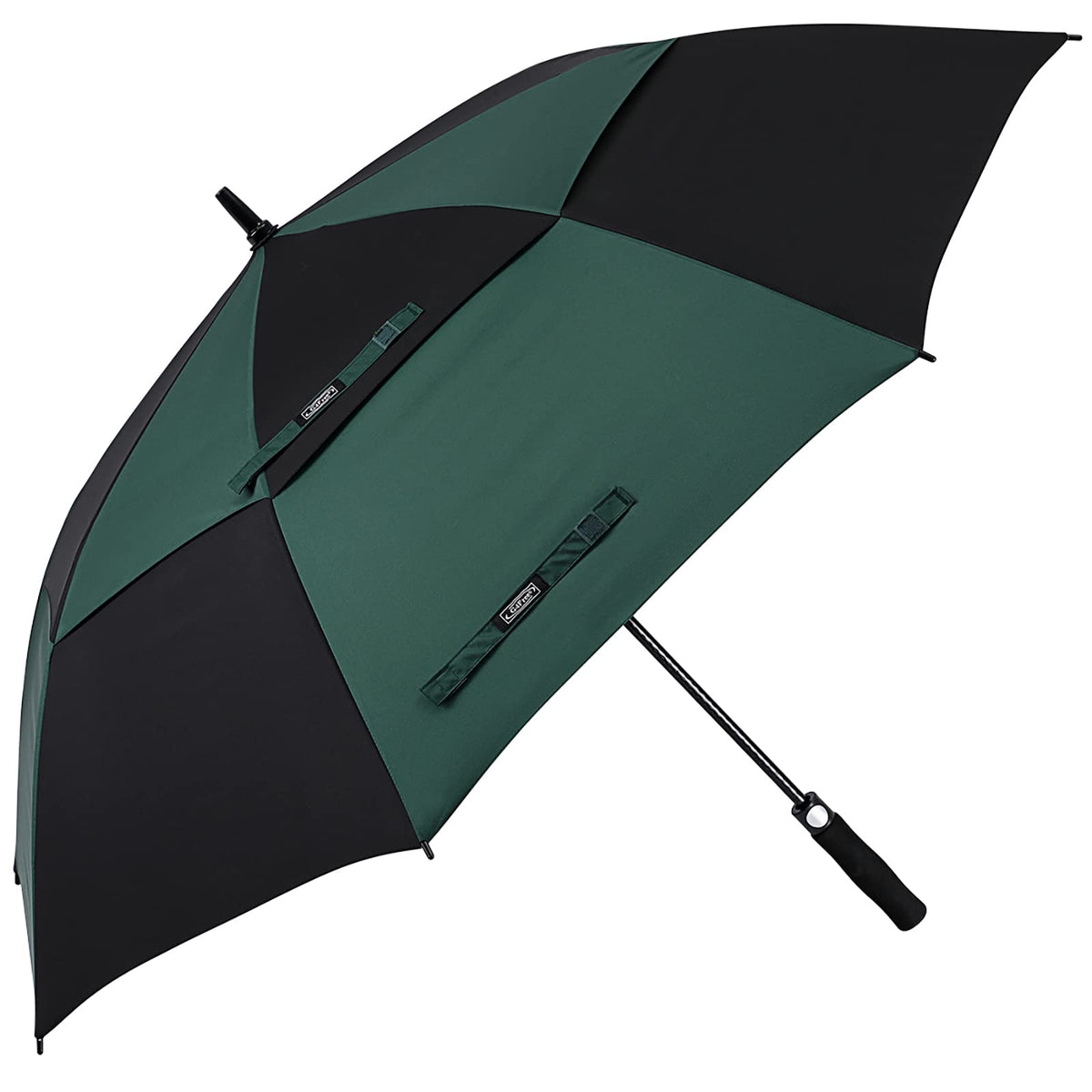 G4Free 54 Inch Automatic Open Golf Umbrella Windproof Extra Large Oversize Double Canopy Vented Windproof Waterproof Stick Umbrellas for Men (Black/Dark Green)